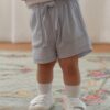 26SS 韓國童裝 羅紋大口袋綁帶鬆緊短褲