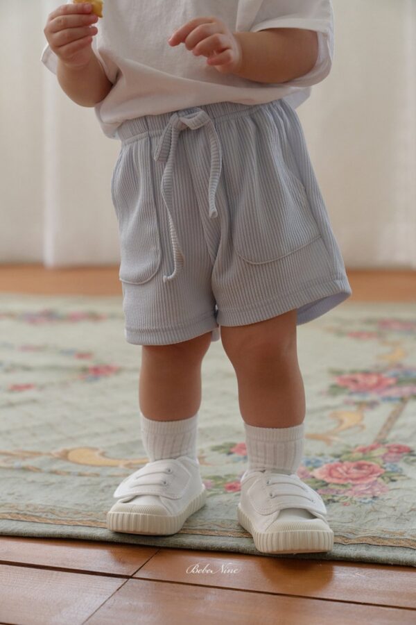 26SS 韓國童裝 羅紋大口袋綁帶鬆緊短褲