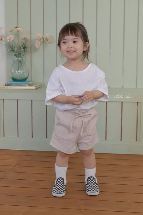 26SS 韓國童裝 羅紋大口袋綁帶鬆緊短褲