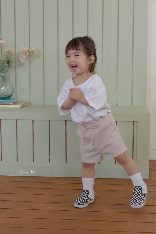 26SS 韓國童裝 羅紋大口袋綁帶鬆緊短褲
