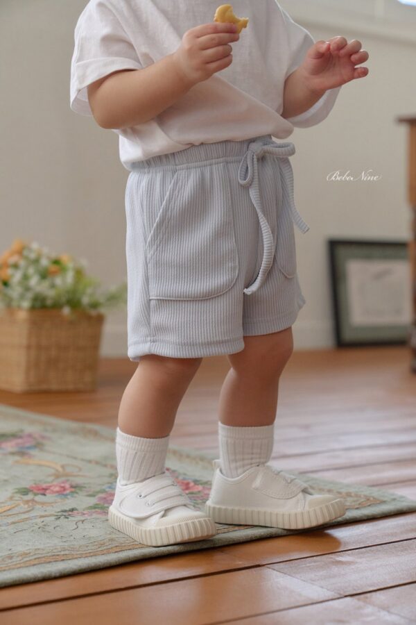 26SS 韓國童裝 羅紋大口袋綁帶鬆緊短褲