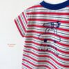 26SS 韓國童裝 橫條紋圓領拚色上下套裝