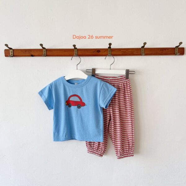 26SS 韓國童裝 小汽車短袖上衣長褲上下套裝