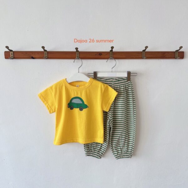 26SS 韓國童裝 小汽車短袖上衣長褲上下套裝