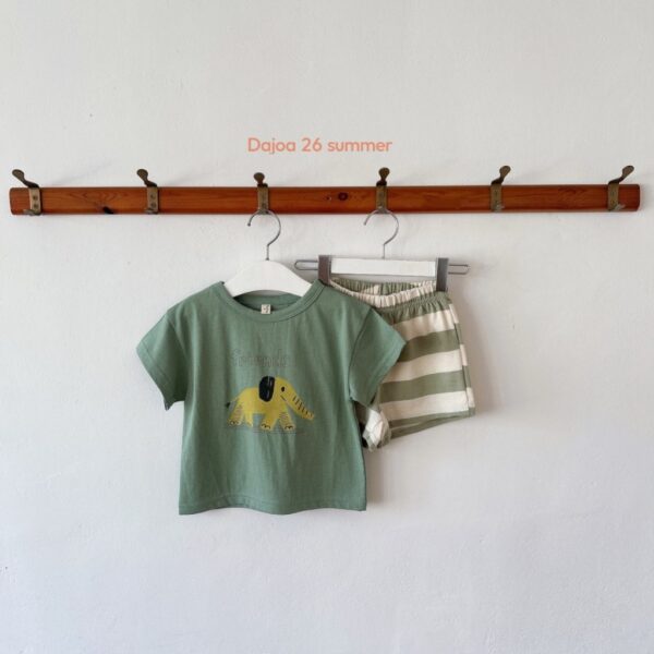 26SS 韓國童裝 小象朋友圓領上下套裝