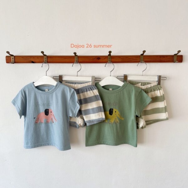 26SS 韓國童裝 小象朋友圓領上下套裝