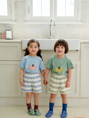 26SS 韓國童裝 小象朋友圓領上下套裝