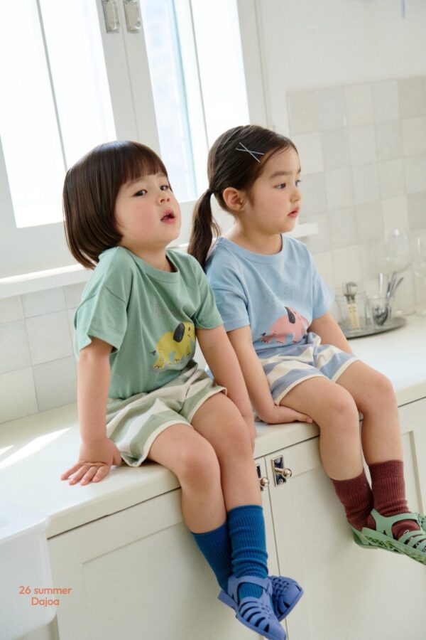 26SS 韓國童裝 小象朋友圓領上下套裝