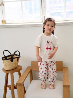 26SS 韓國童裝 櫻桃長褲套裝