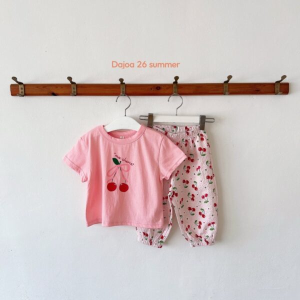 26SS 韓國童裝 櫻桃長褲套裝