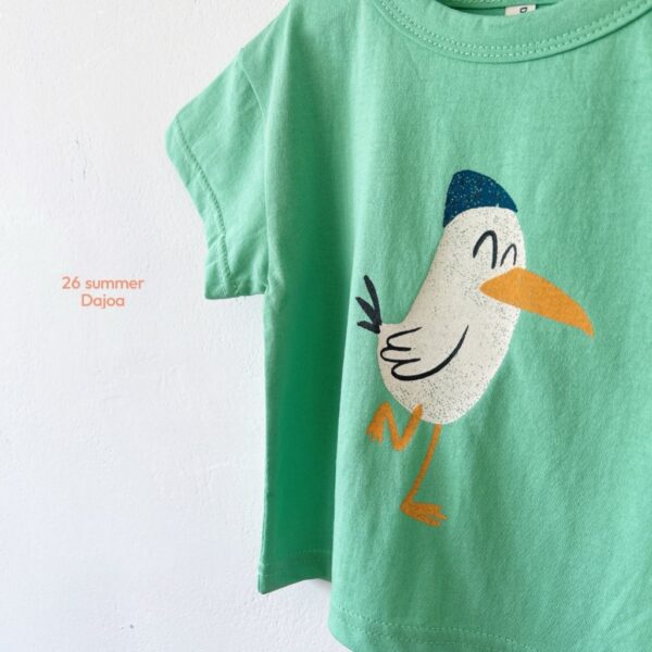 26SS 韓國童裝 小鳥上衣直條紋褲套裝