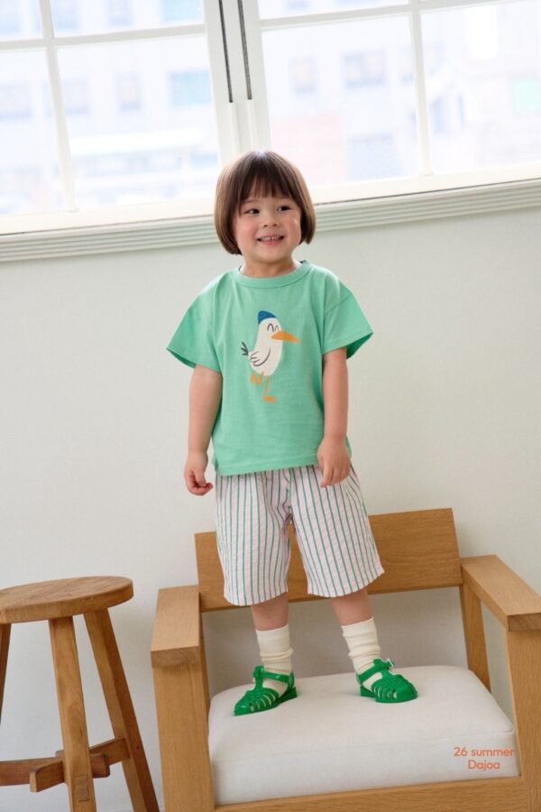 26SS 韓國童裝 小鳥上衣直條紋褲套裝