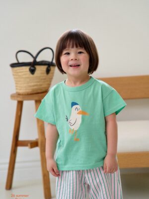 26SS 韓國童裝 小鳥上衣直條紋褲套裝