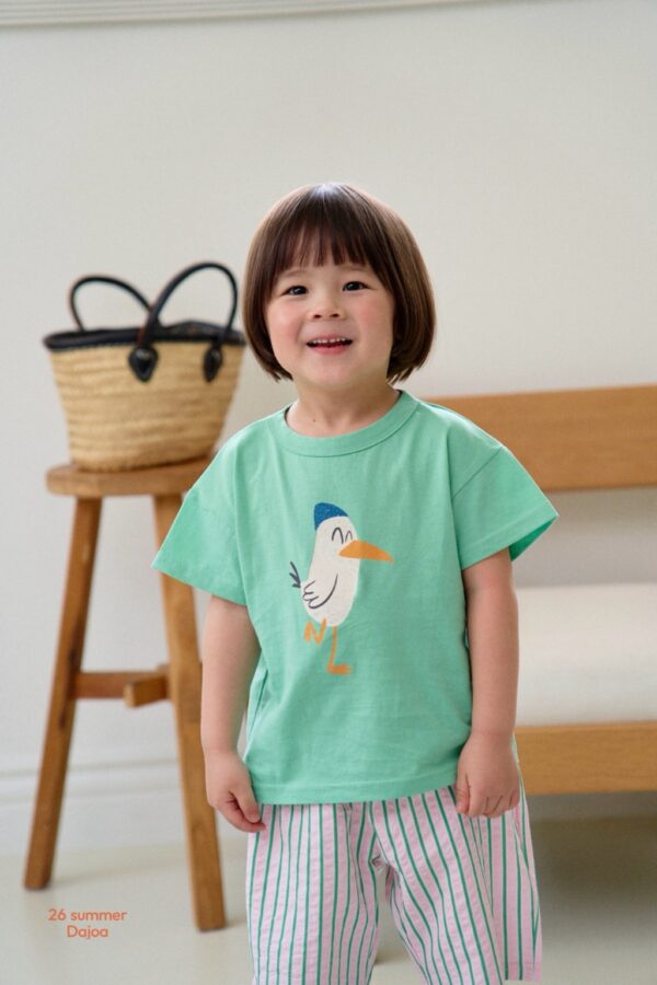 26SS 韓國童裝 小鳥上衣直條紋褲套裝