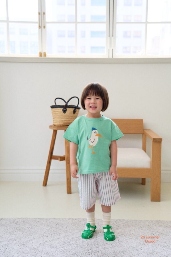 26SS 韓國童裝 小鳥上衣直條紋褲套裝