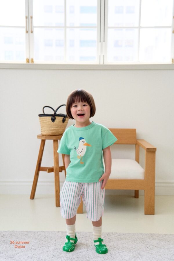 26SS 韓國童裝 小鳥上衣直條紋褲套裝