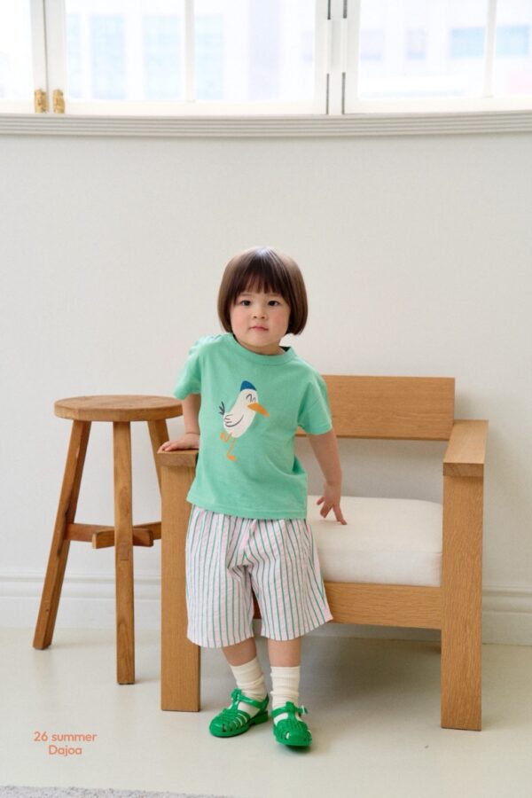 26SS 韓國童裝 小鳥上衣直條紋褲套裝