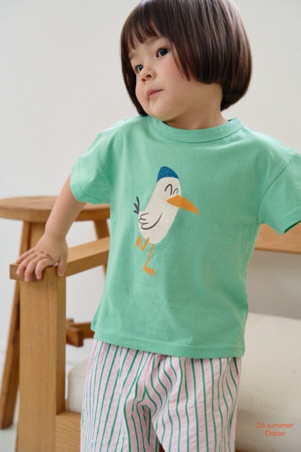 26SS 韓國童裝 小鳥上衣直條紋褲套裝