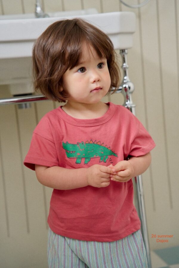 26SS 韓國童裝 鱷魚上衣直條紋長褲套裝