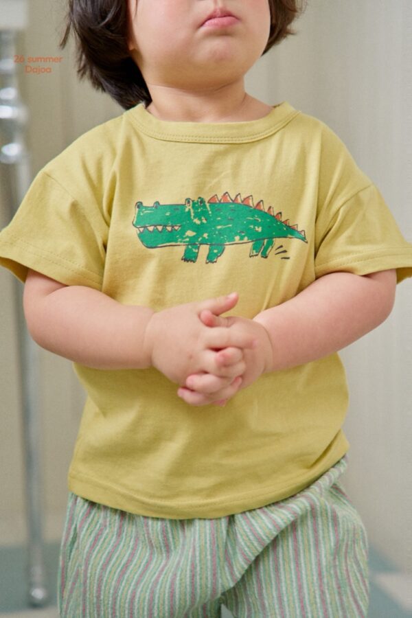 26SS 韓國童裝 鱷魚上衣直條紋長褲套裝