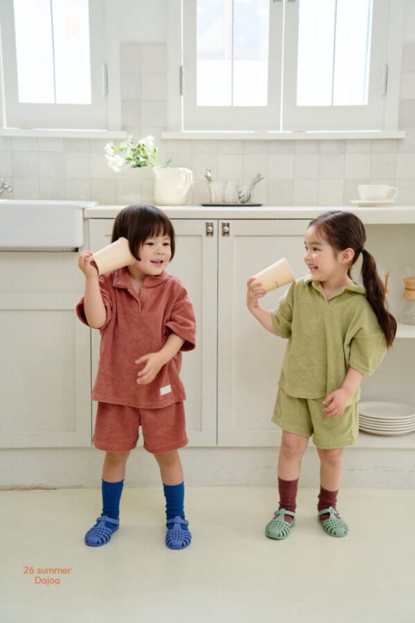 26SS 韓國童裝 毛巾小V領短袖套裝