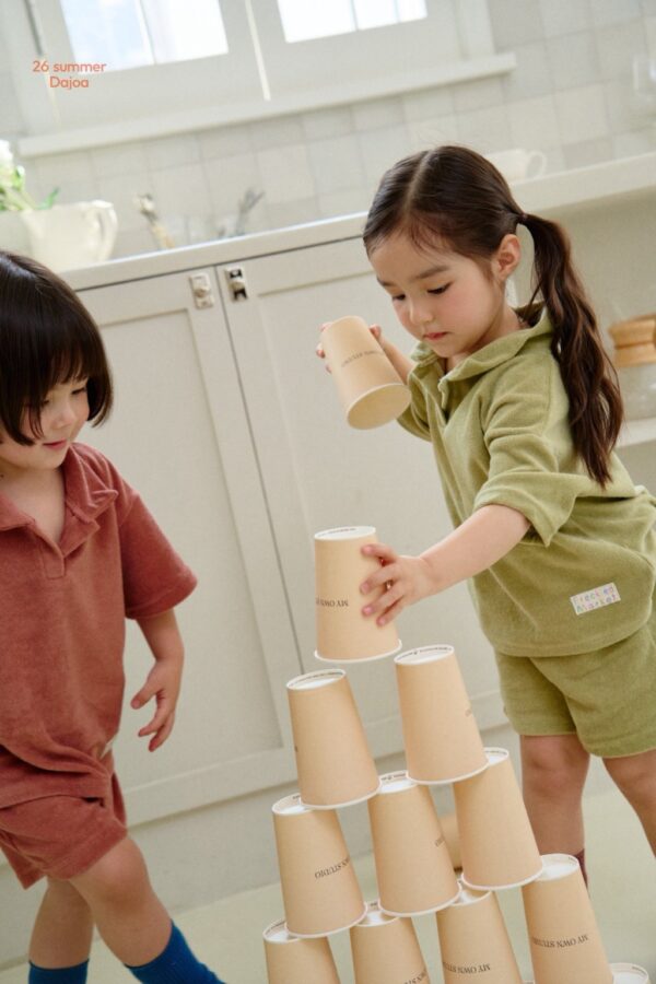 26SS 韓國童裝 毛巾小V領短袖套裝