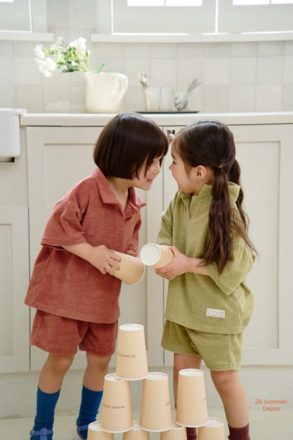 26SS 韓國童裝 毛巾小V領短袖套裝