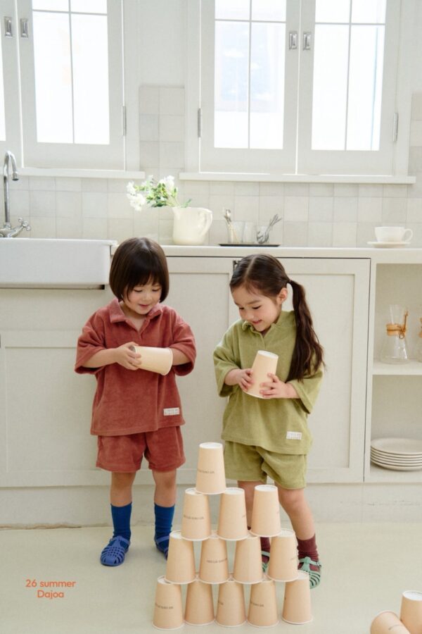 26SS 韓國童裝 毛巾小V領短袖套裝