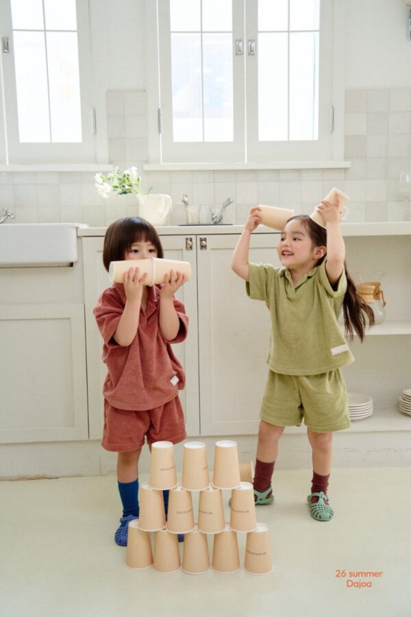 26SS 韓國童裝 毛巾小V領短袖套裝