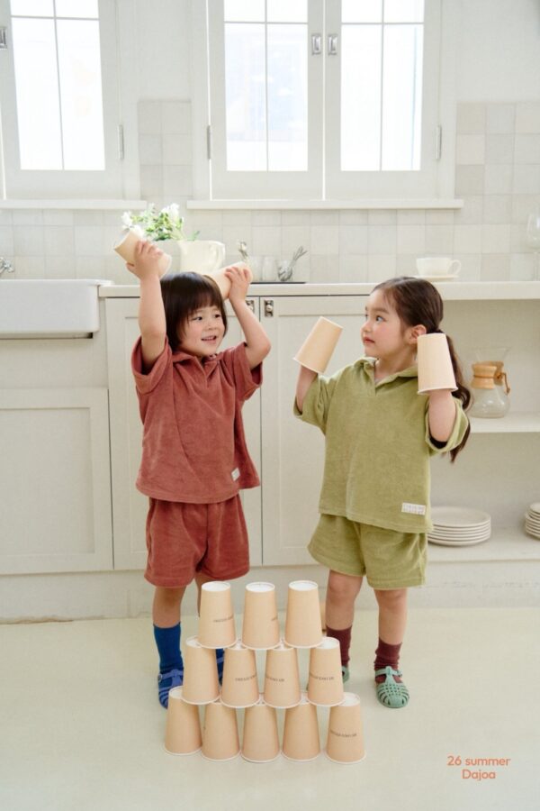 26SS 韓國童裝 毛巾小V領短袖套裝