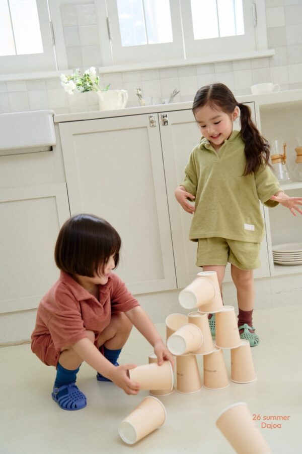 26SS 韓國童裝 毛巾小V領短袖套裝