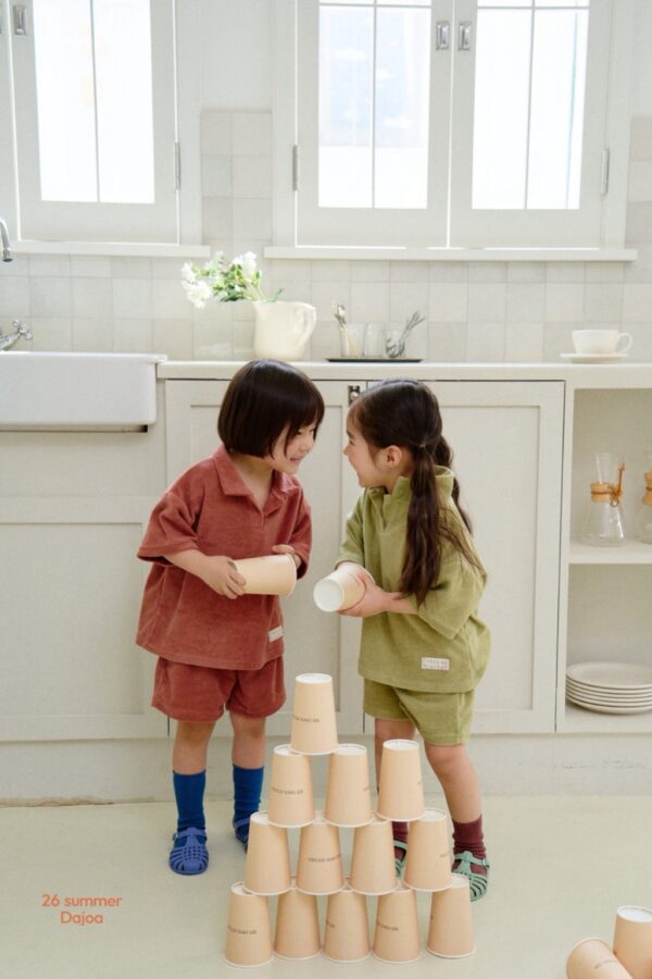 26SS 韓國童裝 毛巾小V領短袖套裝