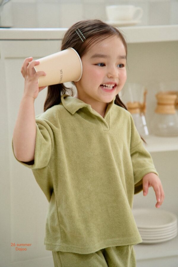 26SS 韓國童裝 毛巾小V領短袖套裝