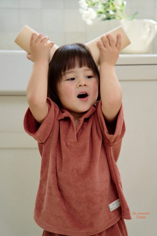 26SS 韓國童裝 毛巾小V領短袖套裝