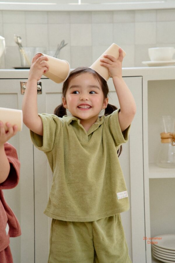 26SS 韓國童裝 毛巾小V領短袖套裝