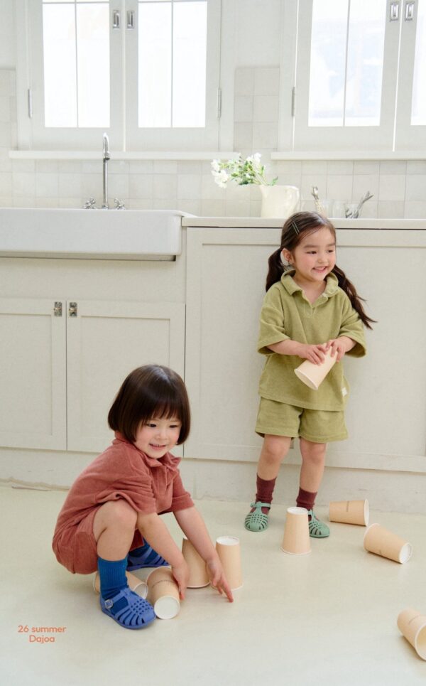 26SS 韓國童裝 毛巾小V領短袖套裝