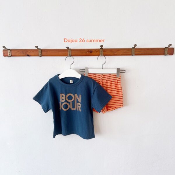 26SS 韓國童裝 BONJOUR上衣橫條紋短褲套裝