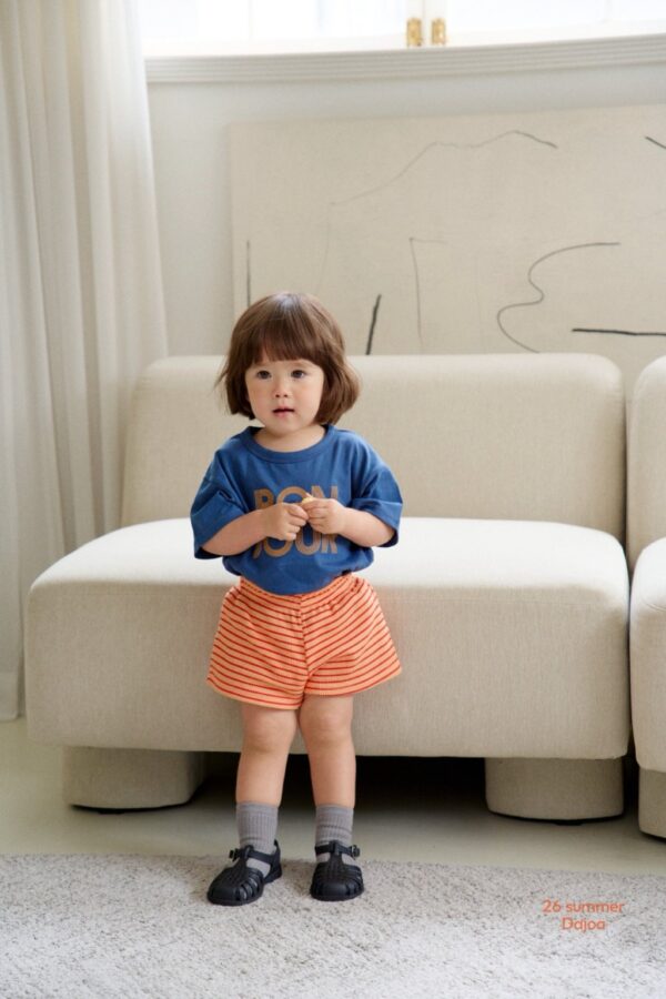 26SS 韓國童裝 BONJOUR上衣橫條紋短褲套裝