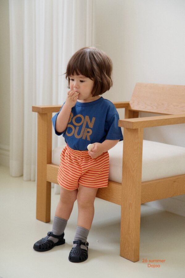 26SS 韓國童裝 BONJOUR上衣橫條紋短褲套裝