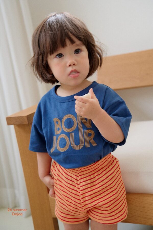 26SS 韓國童裝 BONJOUR上衣橫條紋短褲套裝