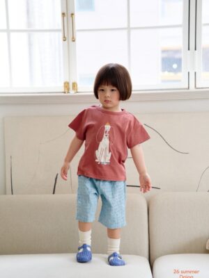 26SS 韓國童裝 小狗上衣格子短褲套裝