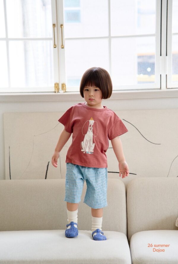 26SS 韓國童裝 小狗上衣格子短褲套裝