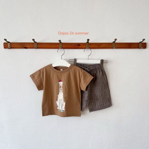 26SS 韓國童裝 小狗上衣格子短褲套裝