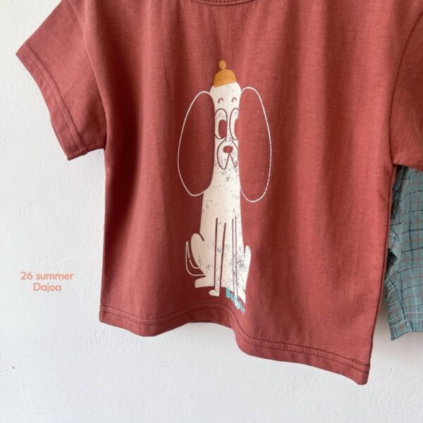 26SS 韓國童裝 小狗上衣格子短褲套裝