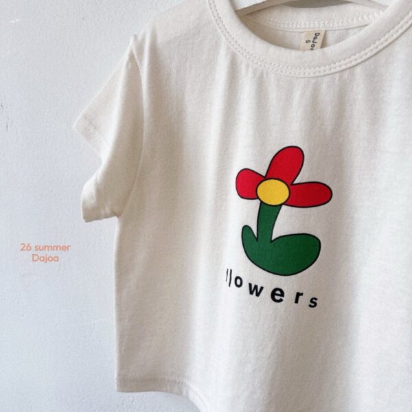 26SS 韓國童裝 三片花瓣小花上衣滿版長褲套裝