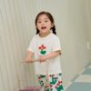 26SS 韓國童裝 三片花瓣小花上衣滿版長褲套裝