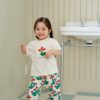 26SS 韓國童裝 三片花瓣小花上衣滿版長褲套裝
