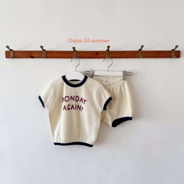 26SS 韓國童裝 鬆餅格紋包邊撞色套裝