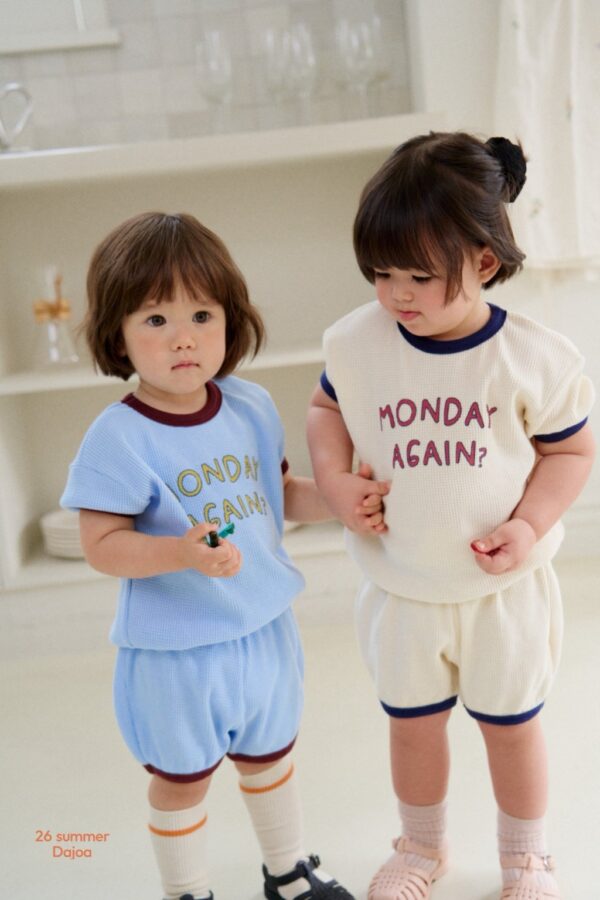 26SS 韓國童裝 鬆餅格紋包邊撞色套裝