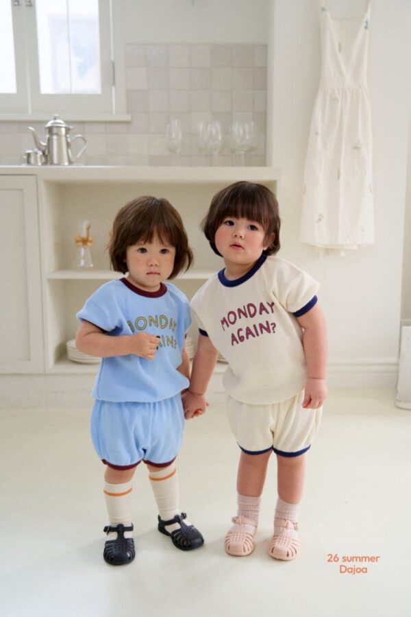 26SS 韓國童裝 鬆餅格紋包邊撞色套裝